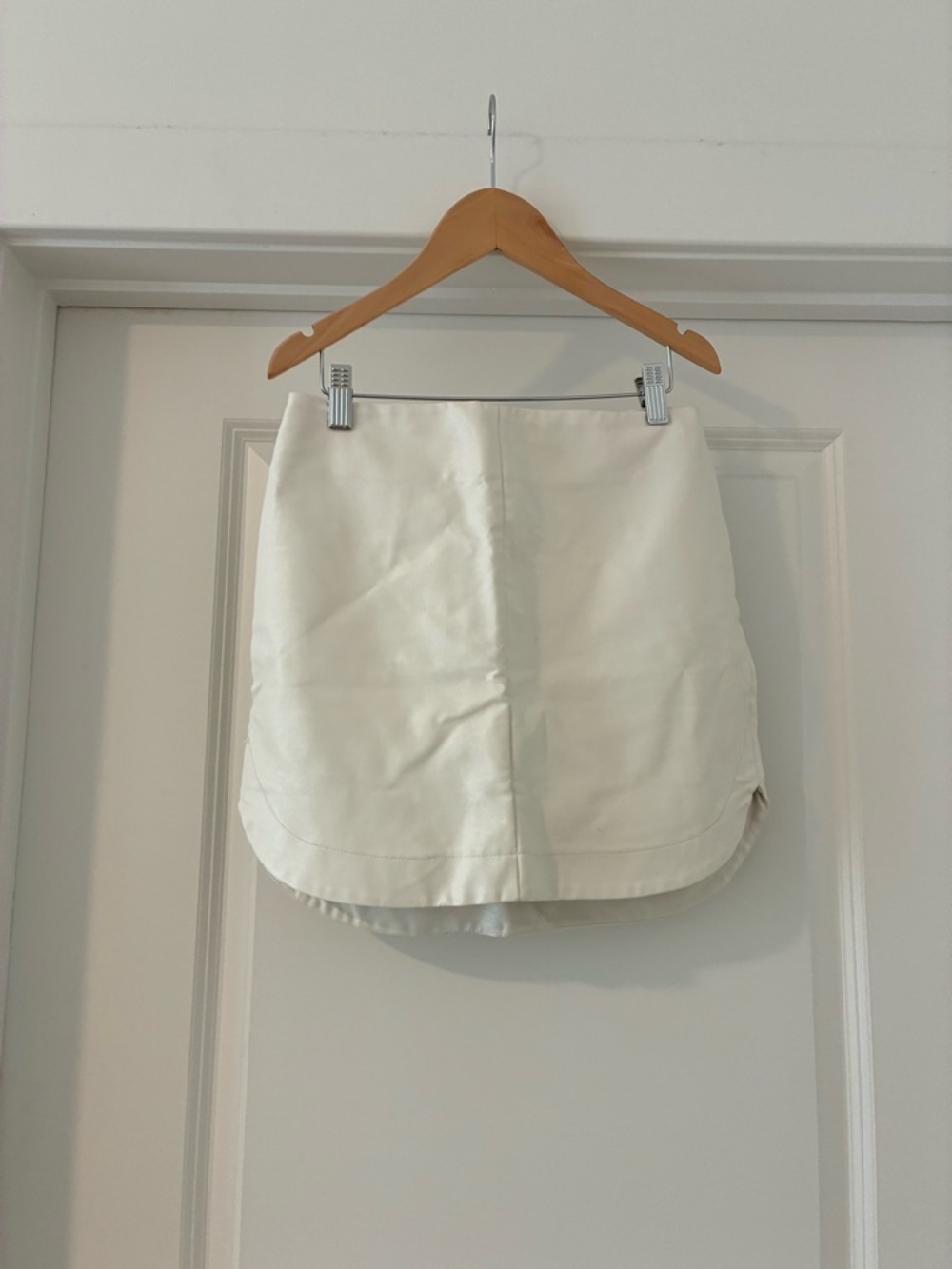 Wild Honey Cream Mini Skirt with Curved Hem